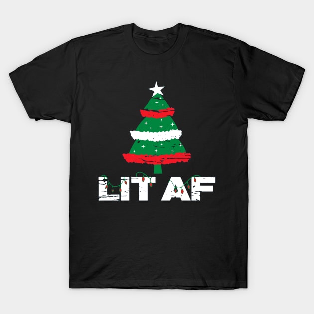 lit af christmas tree T-Shirt by crackdesign